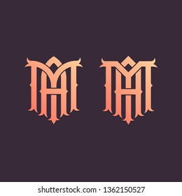 MA gothic monogram logo design illustration concept.