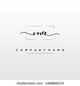 MA handwriting initial logo template vector.