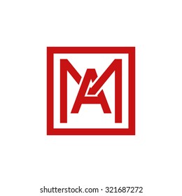 AM MA initial company, red square frame
