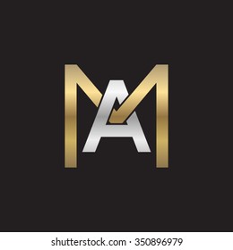 AM MA initial company square M shape silver gold logo black background