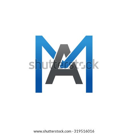 AM MA initial company square M logo blue