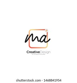 MA initial handwriting with color logo icon template vector.