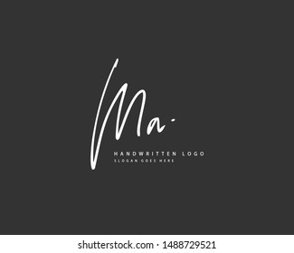 MA Initial handwriting or handwritten logo for identity. Logo with hand drawn style.