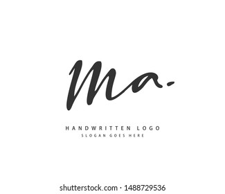 MA Initial handwriting or handwritten logo for identity. Logo with hand drawn style.