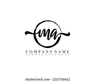 MA initial handwriting logo circle template vector