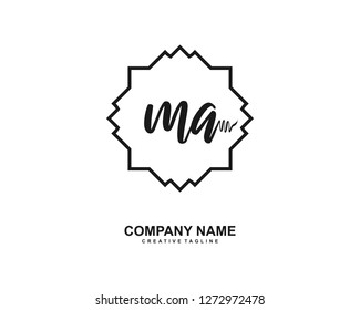 MA Initial Handwriting Logo Template Vector
