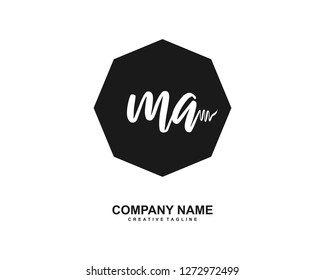 MA Initial Handwriting Logo Template Vector