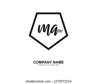 MA Initial Handwriting Logo Template Vector