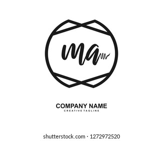MA Initial Handwriting Logo Template Vector