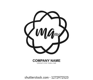 MA Initial Handwriting Logo Template Vector