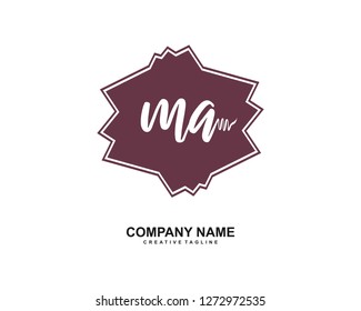 MA Initial Handwriting Logo Template Vector