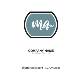 MA Initial Handwriting Logo Template Vector