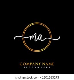 MA Initial Handwriting logo template vector