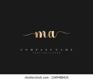 MA initial handwriting logo template with luxury color vector