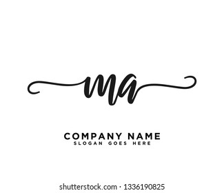 MA Initial Handwriting Logo Vector