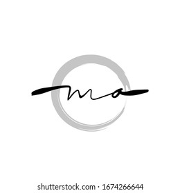 MA Initial handwriting logo vector