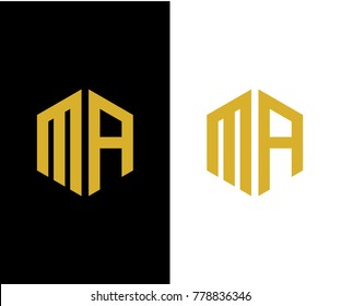 MA initial hexagon icon. letter. logo vector eps 10