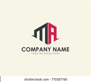 MA initial letter logo design