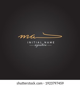 MA Initial Letter Logo - Handwritten Signature Style Logo