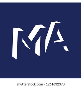 MA initial letter with negative space logo icon vector template