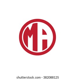 MA initial letters circle business logo red