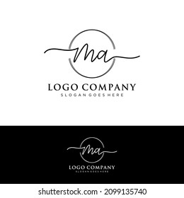MA Initial Letters, Handwriting Signature Logo.