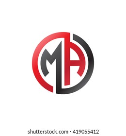 MA initial letters looping linked circle logo red black