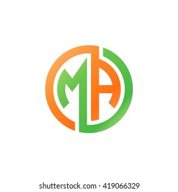 MA initial letters looping linked circle logo orange green