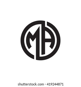 MA initial letters looping linked circle monogram logo
