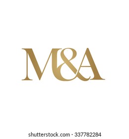 M&A Initial logo. Ampersand monogram golden logo