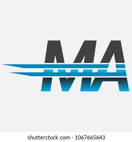 MA initial logo company name colored black and blue, Simple and Modern Logo Design.