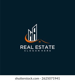 MA initial monogram building and roof logo for real estate with creative circle style design