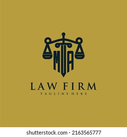 MA initial monogram for lawfirm logo with sword and scale