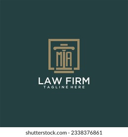MA initial monogram logo for lawfirm with pillar design in creative square