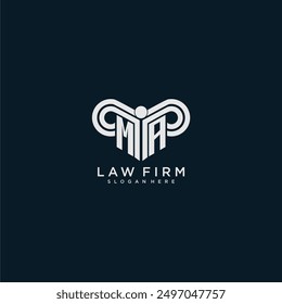 Firma de abogados de logotipo de monograma inicial de MA con diseño de pilar