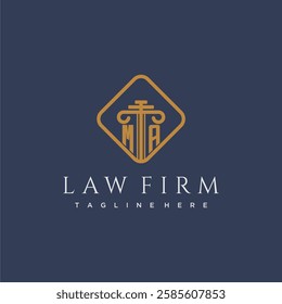 MA initial monogram logo for lawfirm with pillar in creative square design