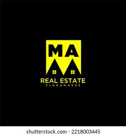MA initial monogram logo real estate in square style design