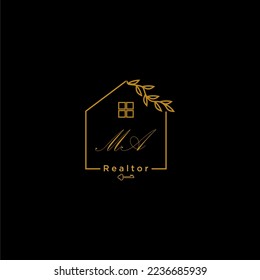 MA initial realtor logo for real estate with creative home design