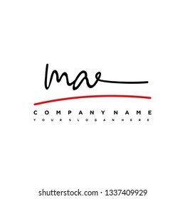 MA  initial signature logo. handwriting logo template vector,