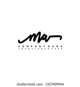 MA  initial signature logo. handwriting logo template vector,