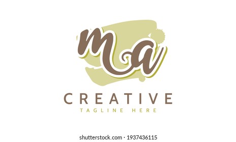 MA Initials, handwriting logo vector