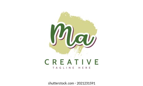 MA Initials, handwriting logo vector