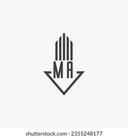 Ilustración del material del logotipo inmobiliario de la MA. vector de logotipo