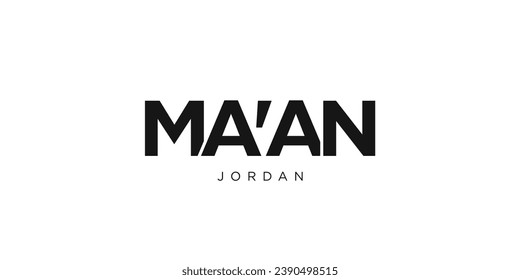 Ma an in the Jordan emblem for print and web. Design features geometric style, vector illustration with bold typography in modern font. Graphic slogan lettering isolated on white background.