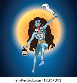 Ma Kali,, Diwali, Illustration of Maa  "Welcome Goddess Kali, Happy Naraka Chaturdashi, Vector design of statue of Indian Goddess Maa Kali, Kali hindu goddess, Puja Art, Protima, 