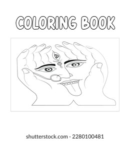 Página de Coloración de imágenes vectoriales de Ma Kali para los niños y página de libros de colorido