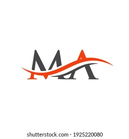 Logo de la carta MA para identidad empresarial y de empresa. Plantilla de vector de logotipo MA de carta inicial