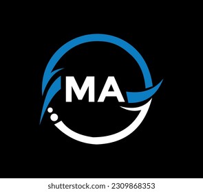 MA letter logo design with a circle shape. MA circle and cube shape logo design. MA monogram, business, real estate logo. MA Logo design with unique and simple design.