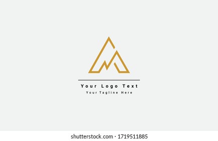 AM MA Letter Logo Design mit kreativer, moderner Typografie und goldenen Farben.