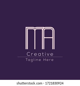 MA Letter Logo Design. Creative Modern M A Letters Icon vector Illustration.